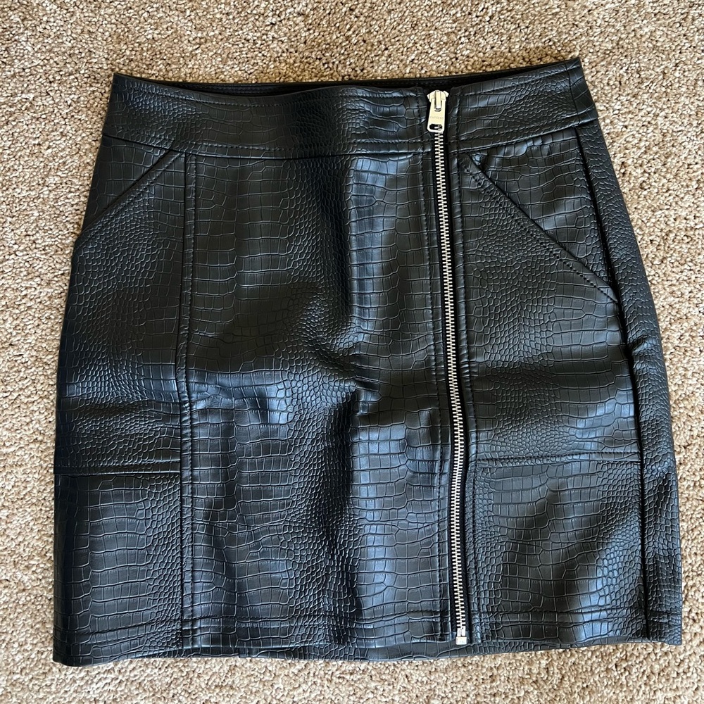 Express faux croc leather mini skirt